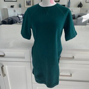 PGD Fleece Crew Neck S Slv Cotton Poly Blend Sweatshirt Mini Dress Green Sz XXS